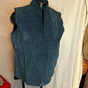 Navy suede zip vest